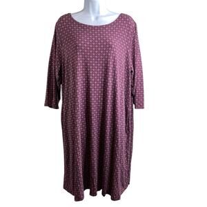 J Jill‎ Wearever Women's Purple Geometric Shift Dress Size 2X Career Preppy Boho